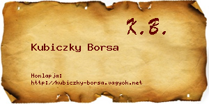 Kubiczky Borsa névjegykártya